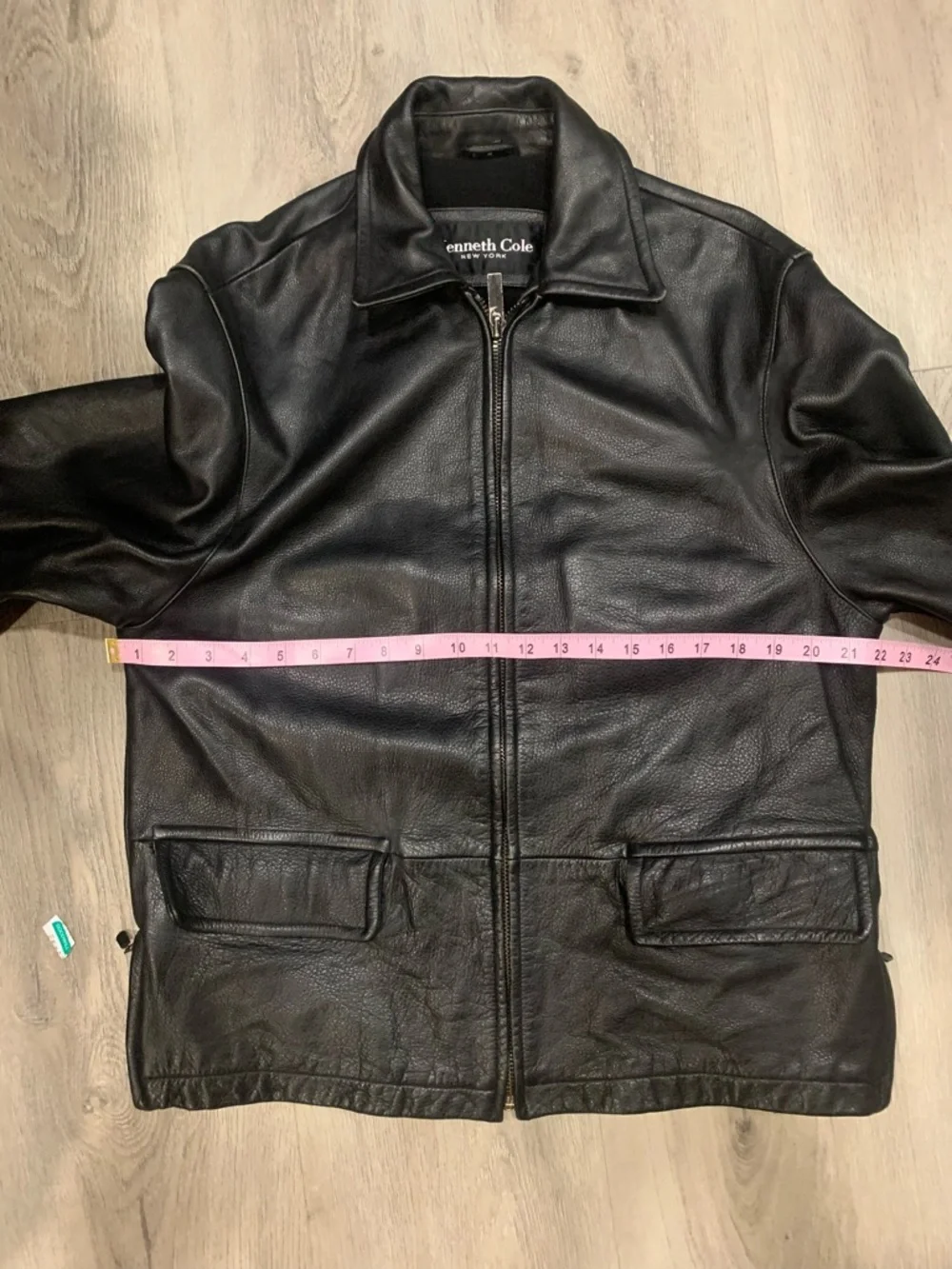 Vtg Kenneth Cole New York Black Leather Zip-Front Bomber Jacket Sz M